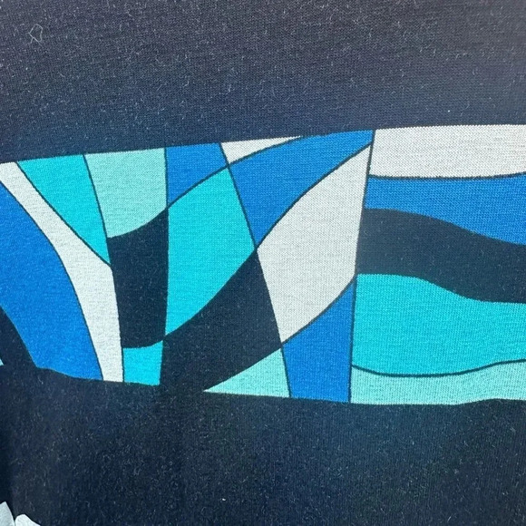 NWT Michael Kors black and blue window pane print long sleeve top size medium - Picture 6 of 10